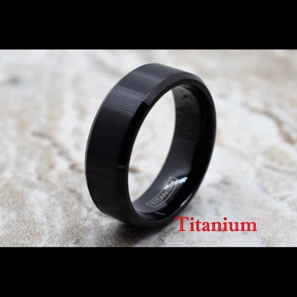 Black titanium engagement ring